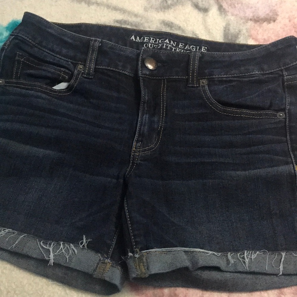 Dark washed jean shorts